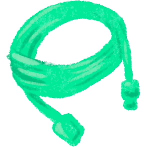 coiled charging cord in shades of green